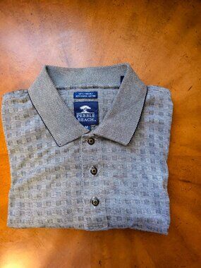 (M) Gray PEBBLE BEACH Polo shirt